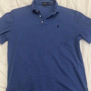 Size M men’s classic fit soft touch Ralph Lauren polo shirt. Stripe blue color.